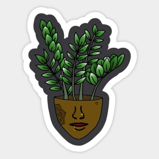 Plant People With Face Tattoos and Piercings, Dark Skin Sticker